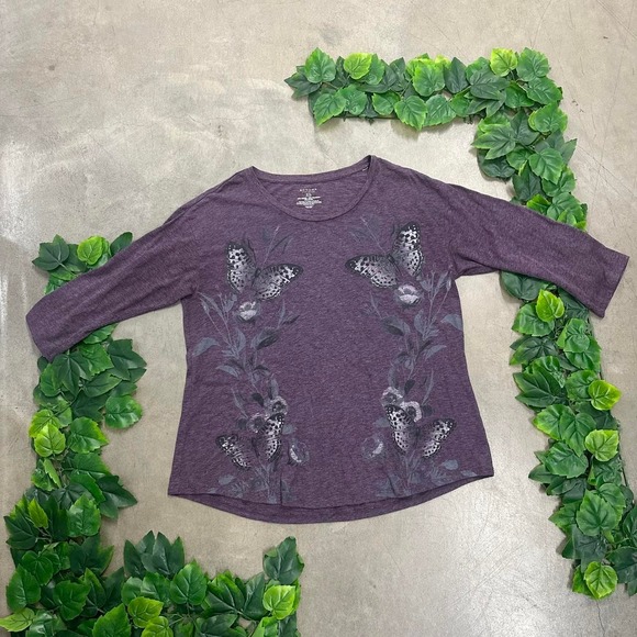 Tops - Sonoma Purple Butterfly Floral Top